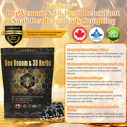 Fivfivgo™ Bee Venom & Herb Detox Foot Bath Pearls with 30 Medicinal Plants | 👨‍⚕️✅For General Obesity, Varicose Veins, and Joint Pain