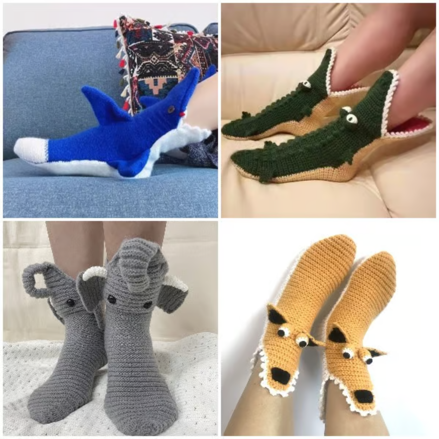 3D Knitted Animals Socks