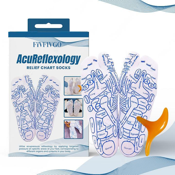 Fivfivgo™ Acupressure Reflexology Chart Socks with Amber Tools